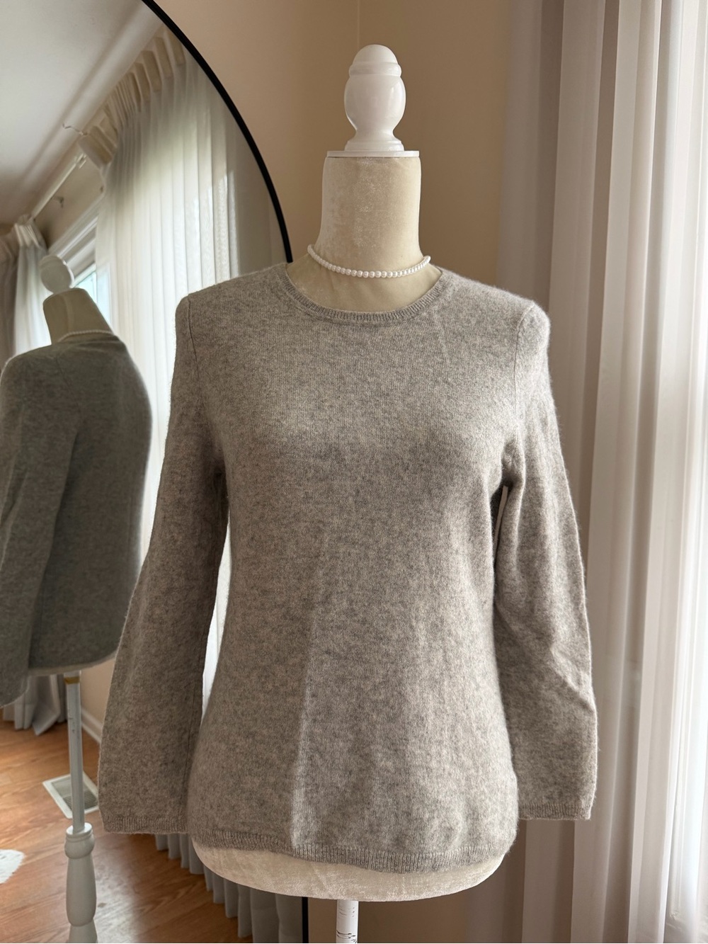 Charter Club Cashmere Crewneck Women's Sweater in Light Gray Size XL